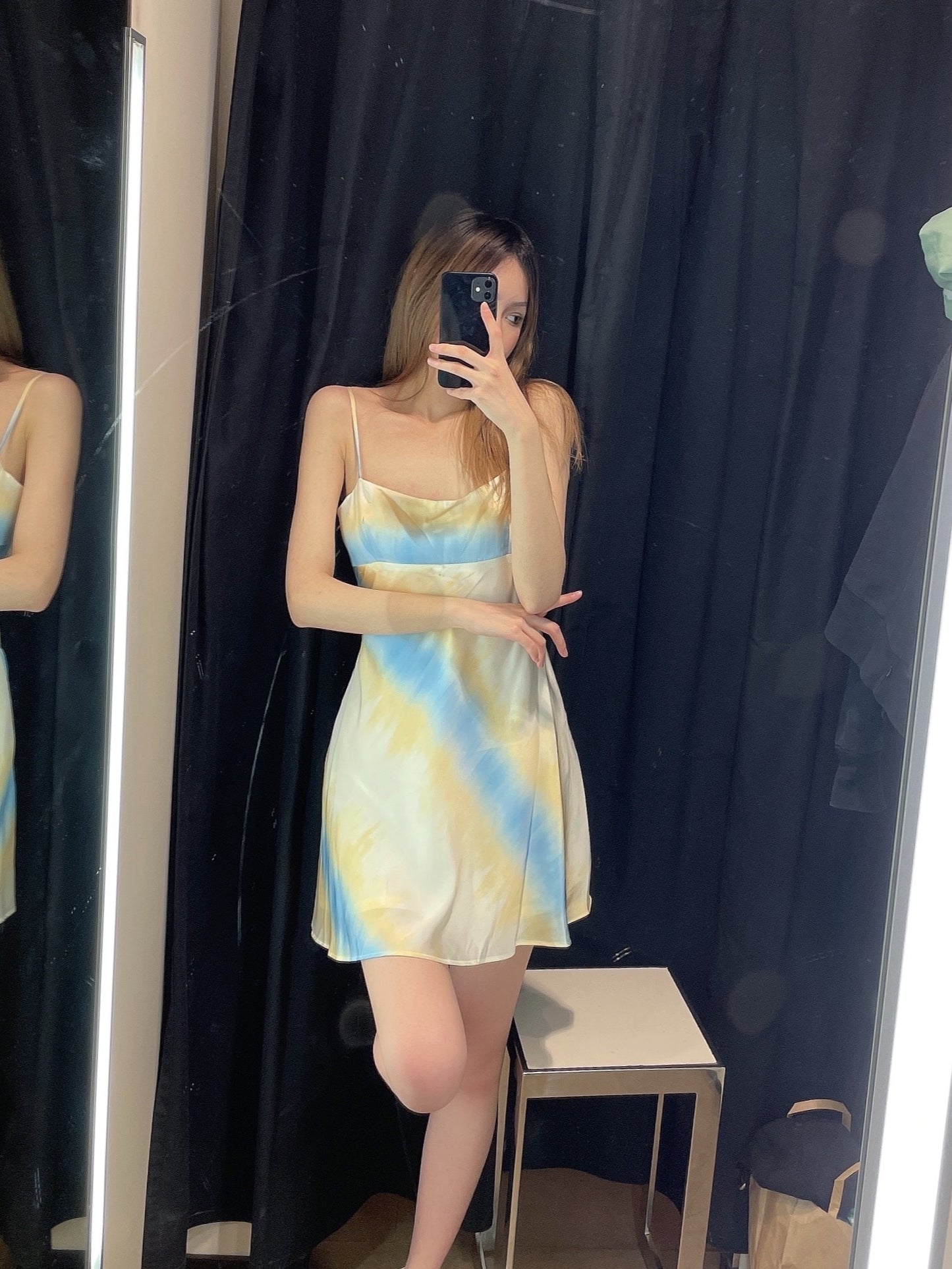 Saturn's Blue Rings Slip Dress