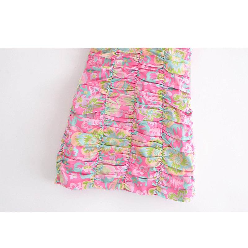Felicity Flirty Flowers Ruched Mini Dress