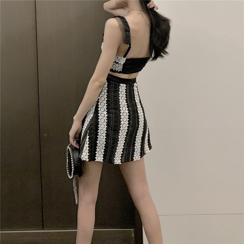 Lori And Lace Striped Mini Dress