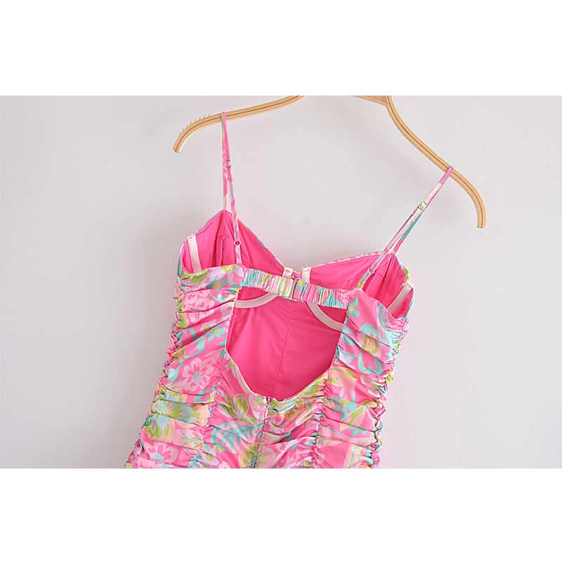 Felicity Flirty Flowers Ruched Mini Dress
