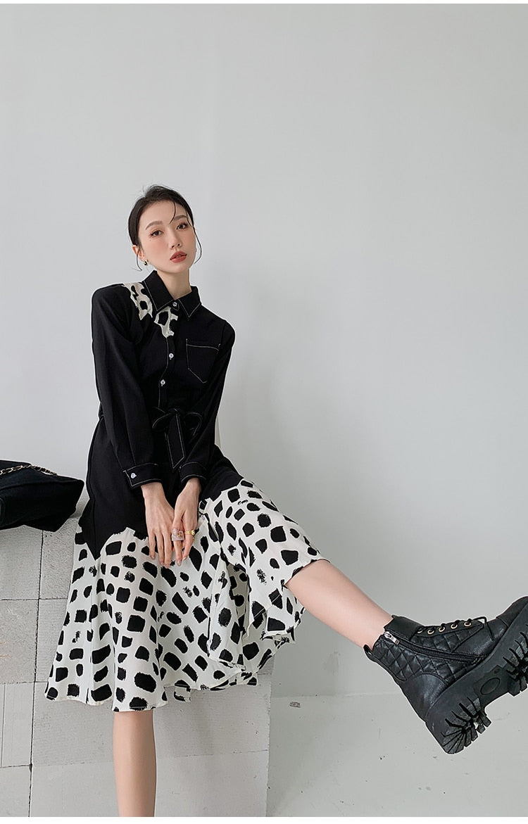 Spotted You First Belted Midi Dress