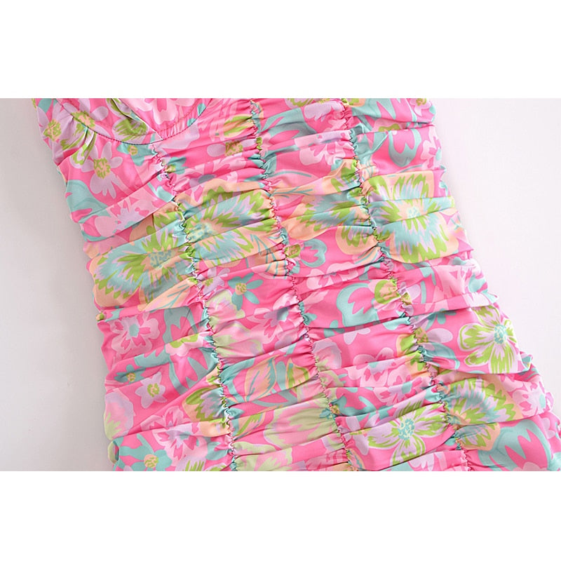 Felicity Flirty Flowers Ruched Mini Dress