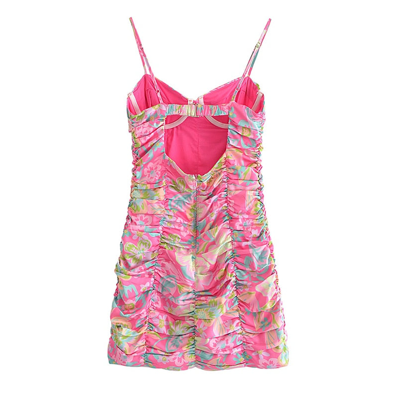 Felicity Flirty Flowers Ruched Mini Dress