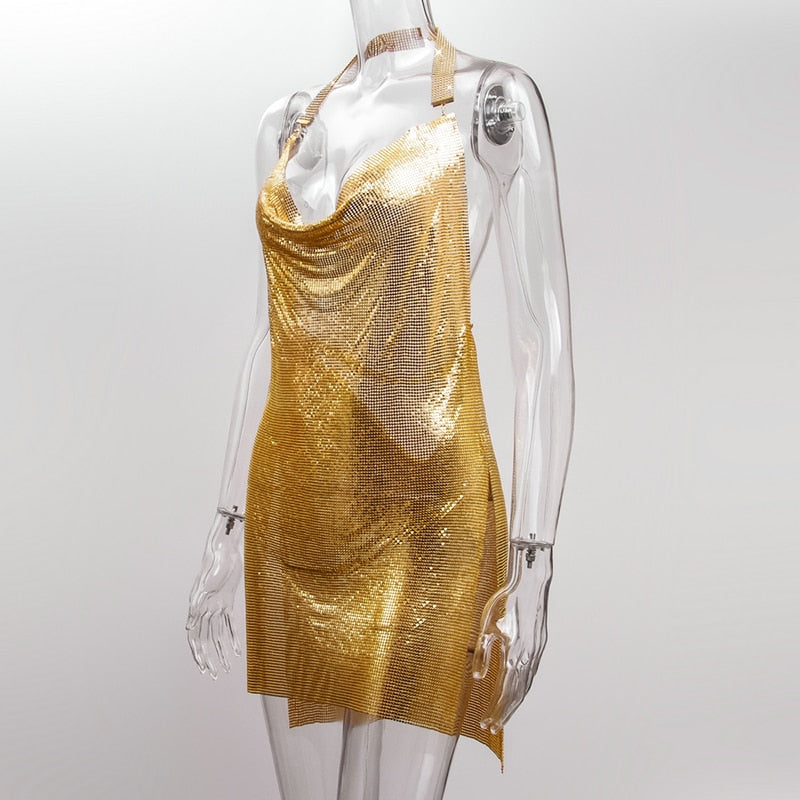 Megan Metal Draped Mini Dress
