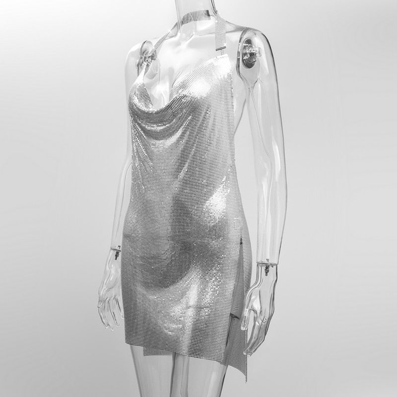 Megan Metal Draped Mini Dress