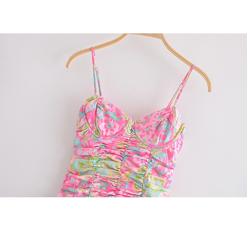 Felicity Flirty Flowers Ruched Mini Dress