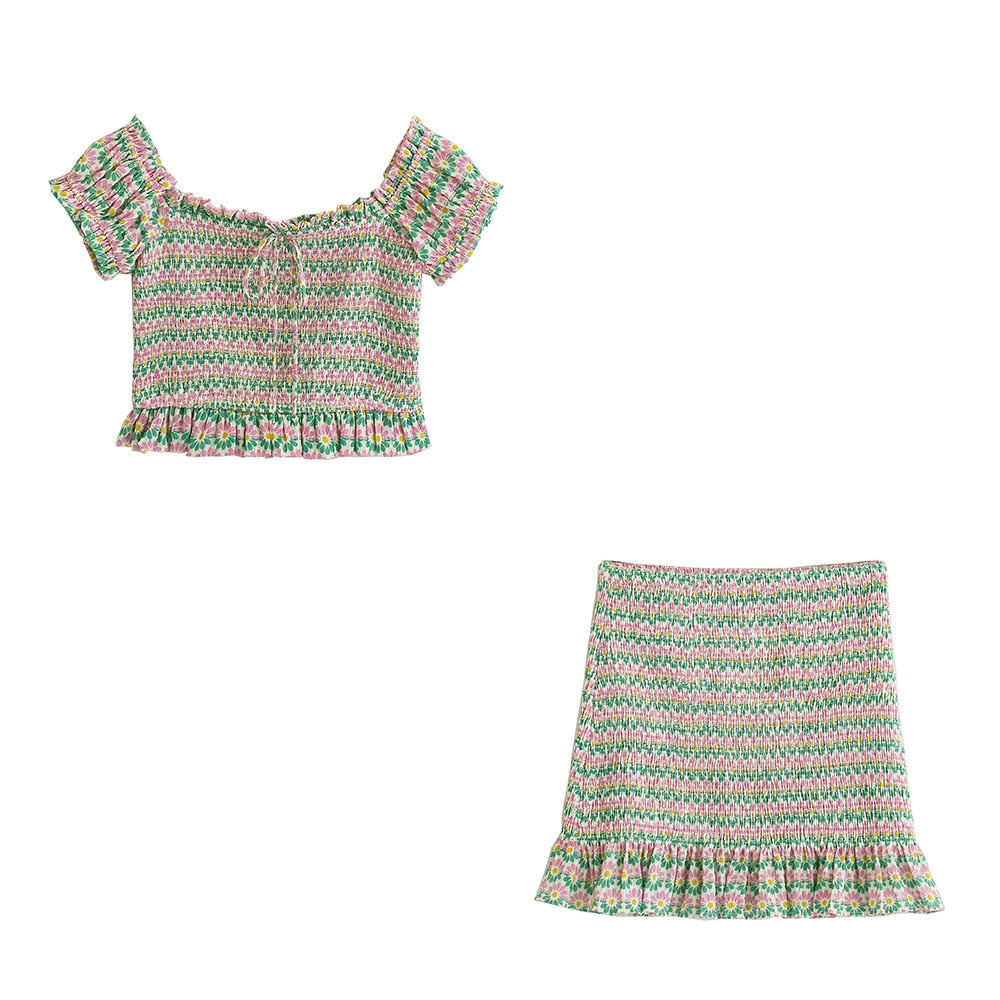 Strawberry Short Cake Ruched Skirt Set