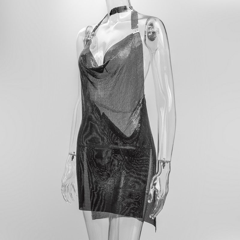 Megan Metal Draped Mini Dress