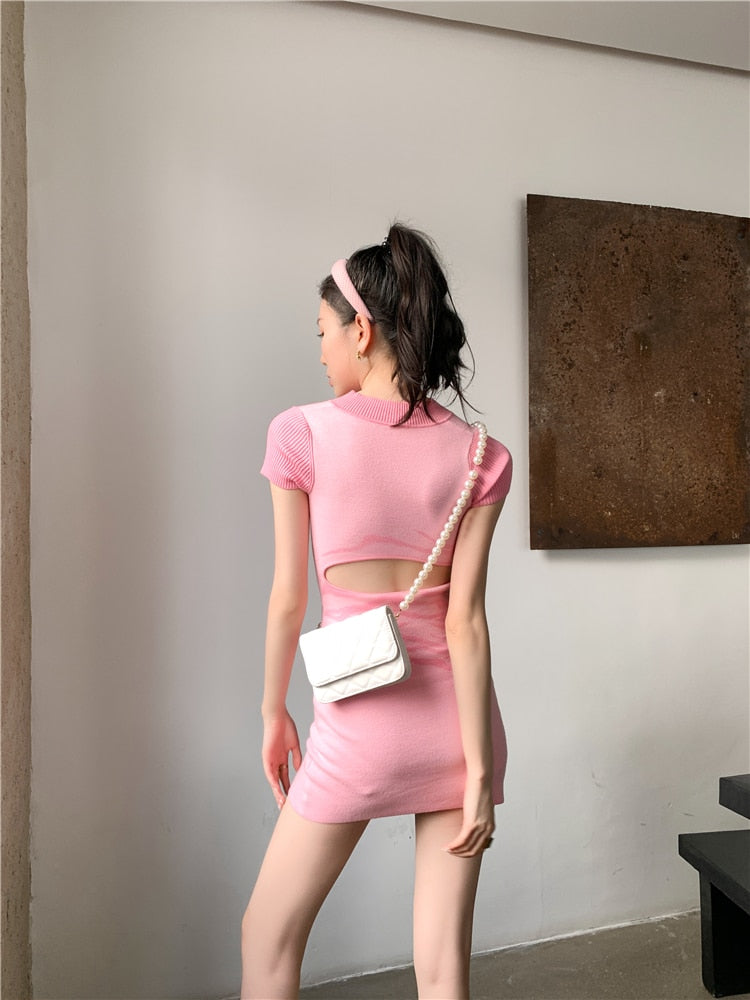Pink Kitten Mini Mandarin Dress