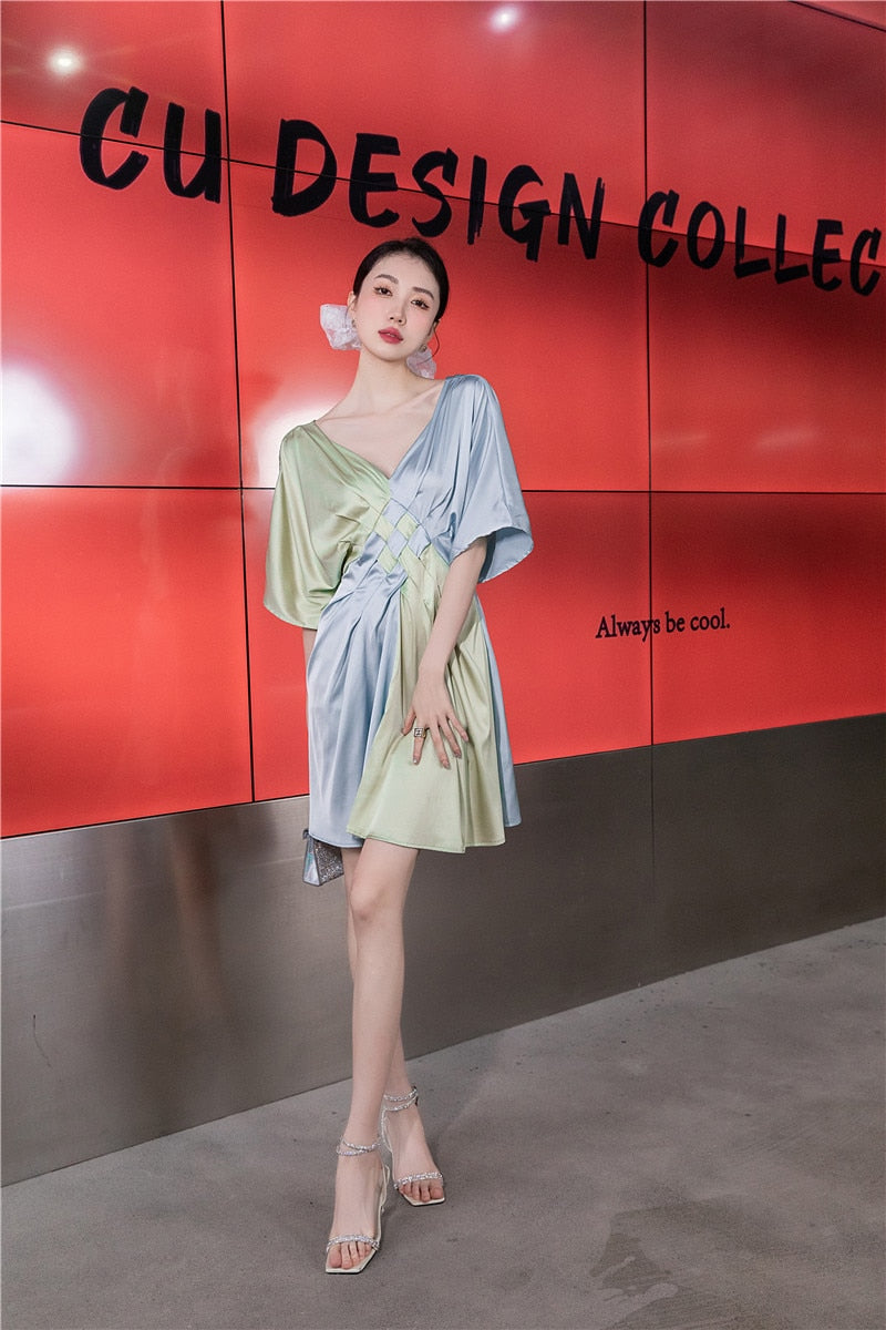 Crossed And Slightly Faded Mini Slip Dress