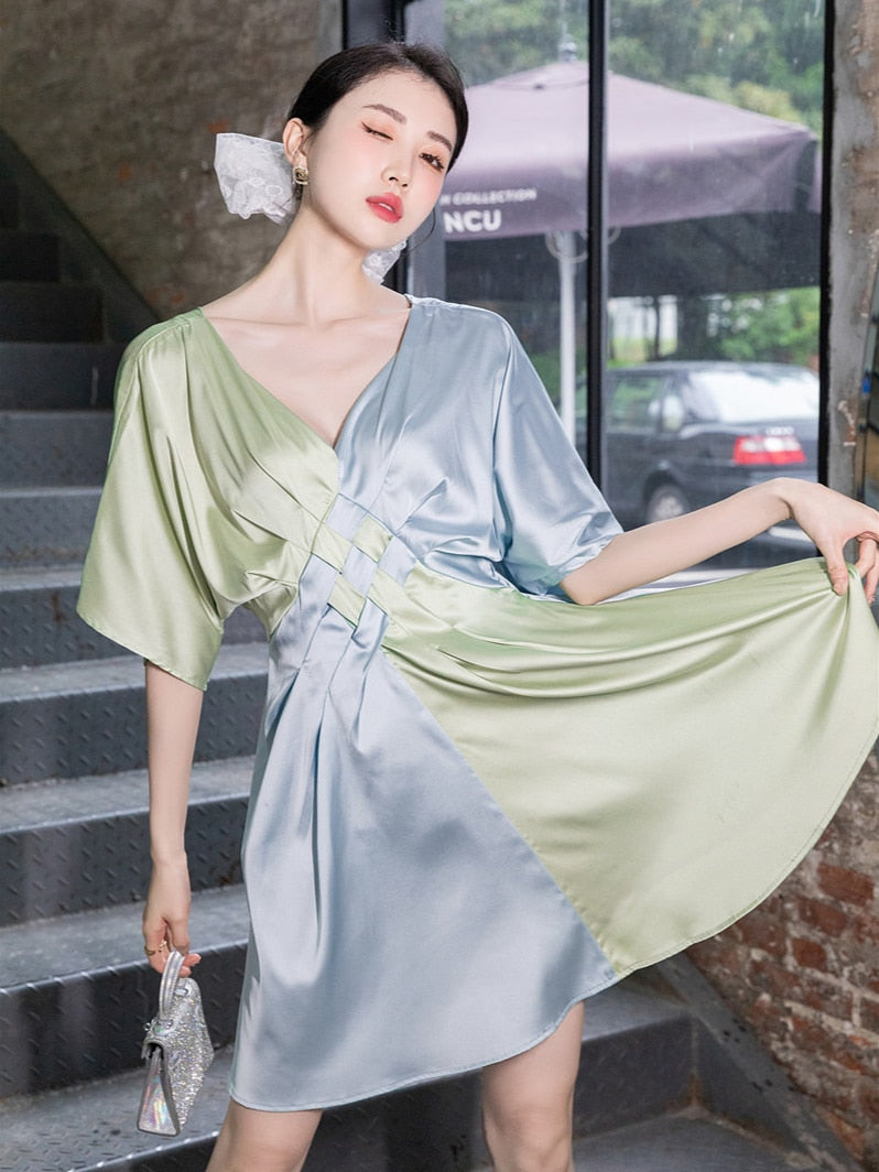 Crossed And Slightly Faded Mini Slip Dress