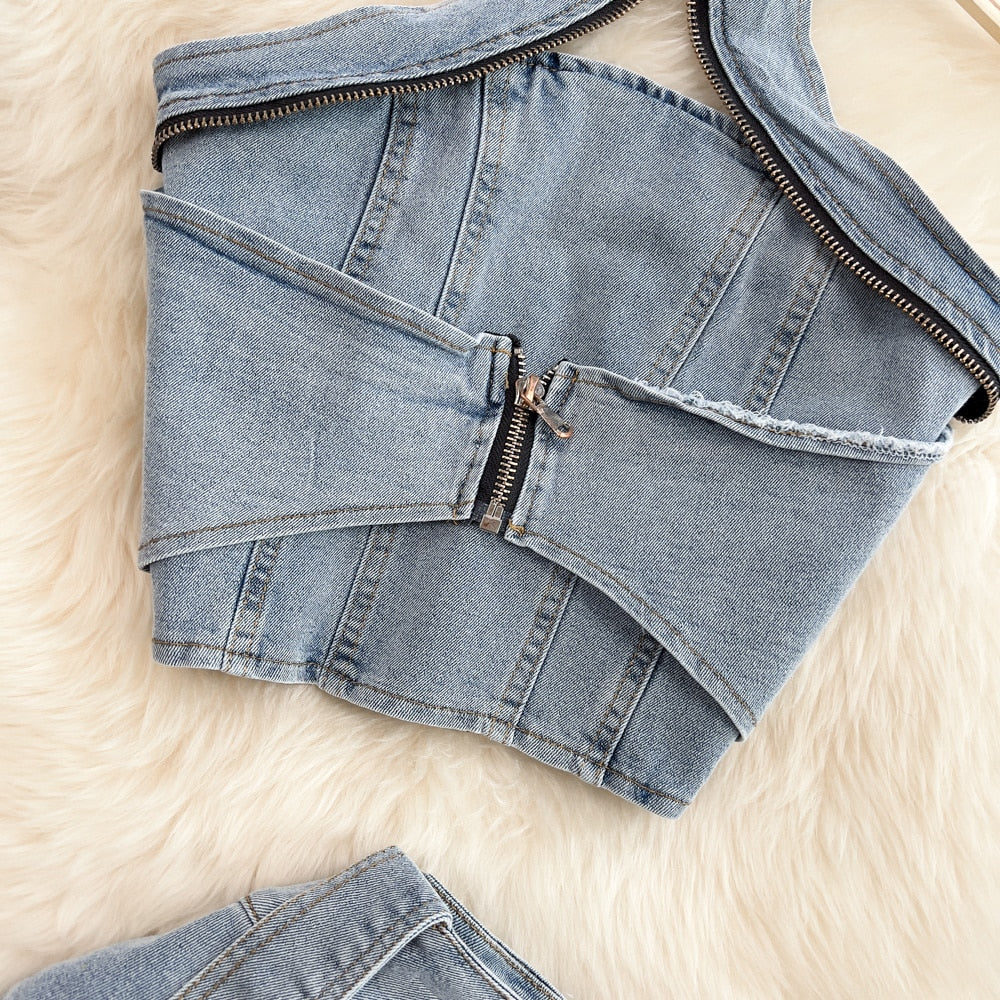 The Future Is Denim Matching Skirt Set