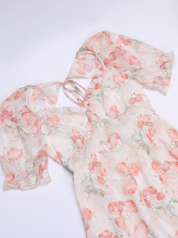 Polly Puffy Sleeve Floral Mini Dress