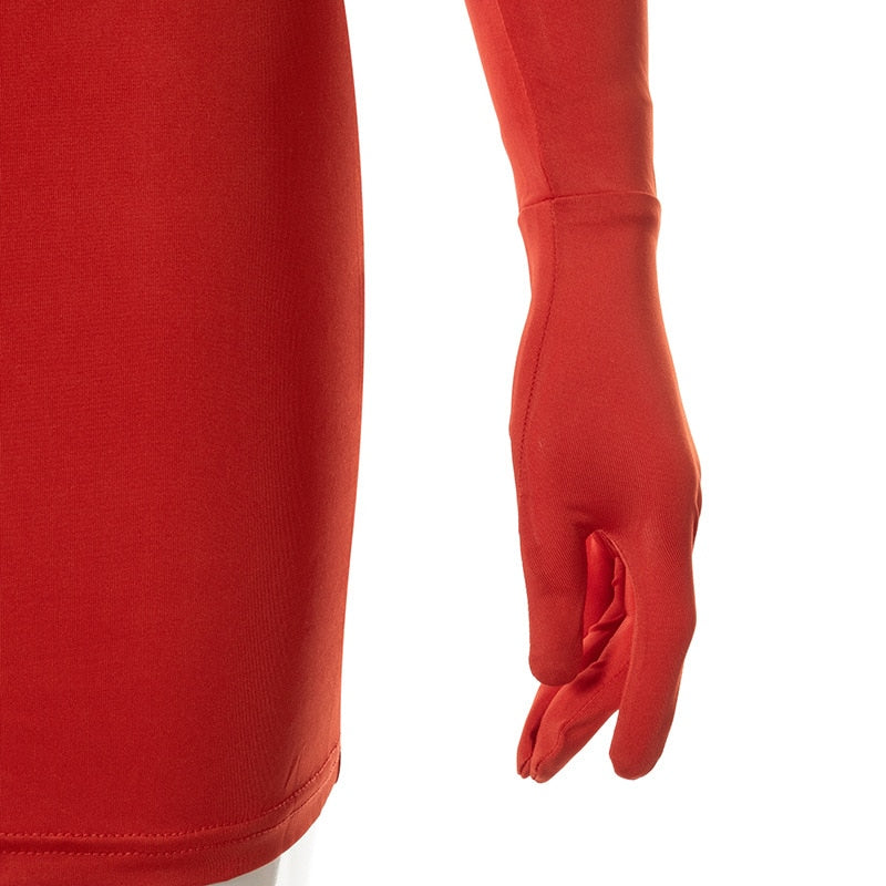 Atomic Bodycon Mini Dress With Gloves