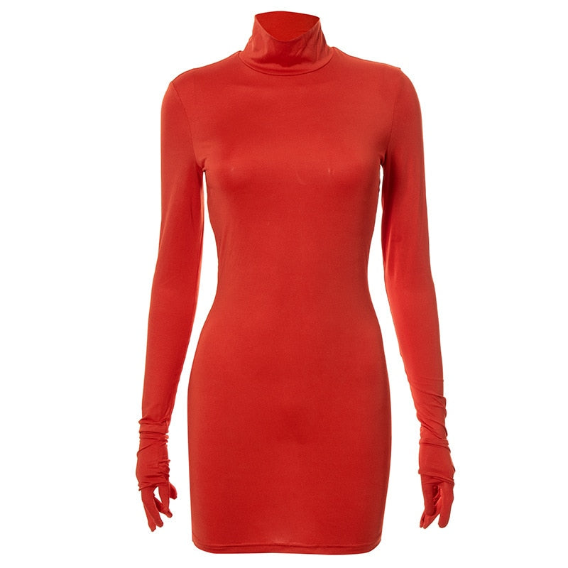 Atomic Bodycon Mini Dress With Gloves