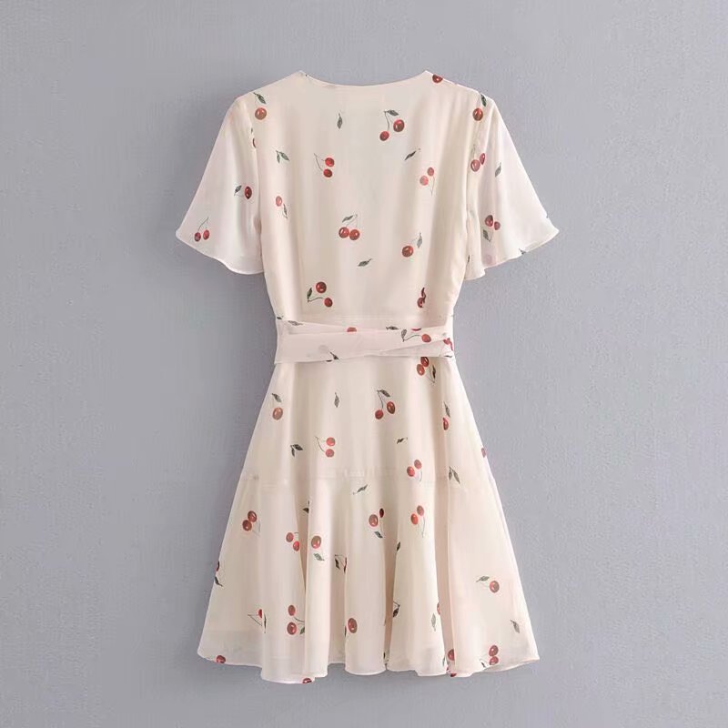 French Cherry and Frills Mini Dress