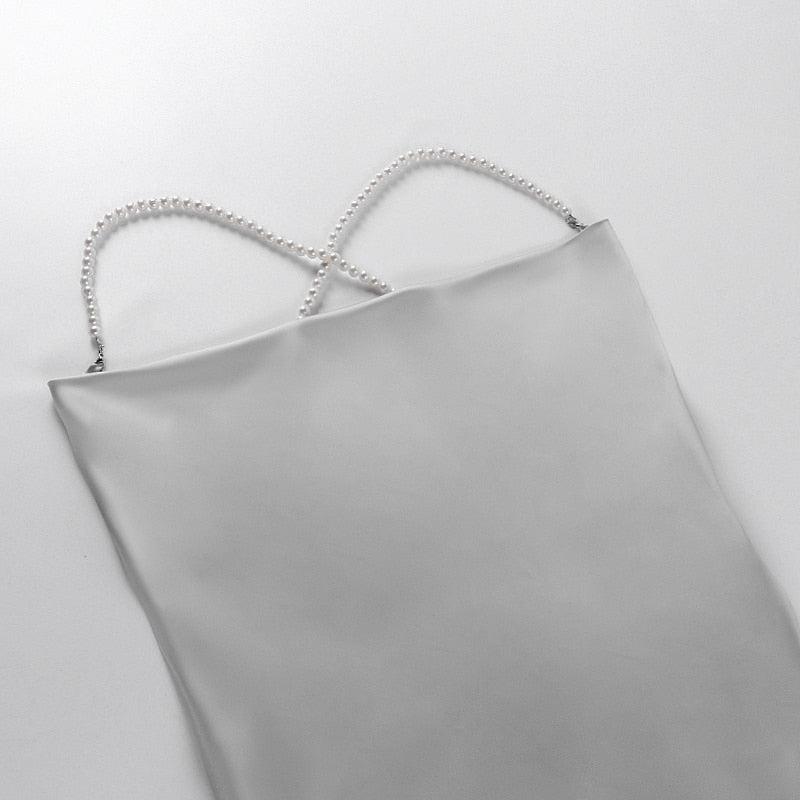 Pearly Perfect Chains Backless Mini Dress