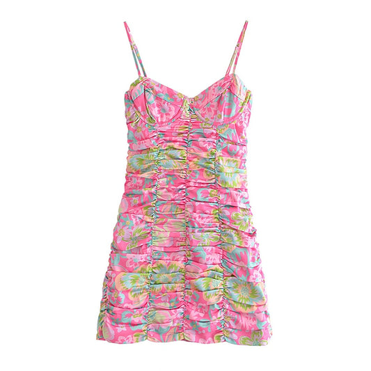 Felicity Flirty Flowers Ruched Mini Dress