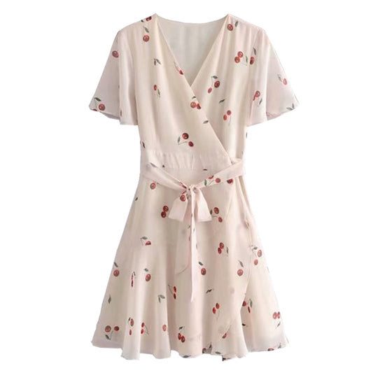 French Cherry and Frills Mini Dress