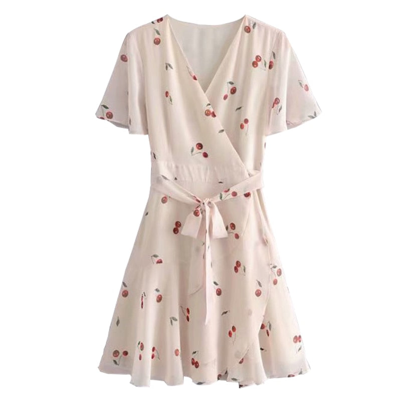 French Cherry and Frills Mini Dress