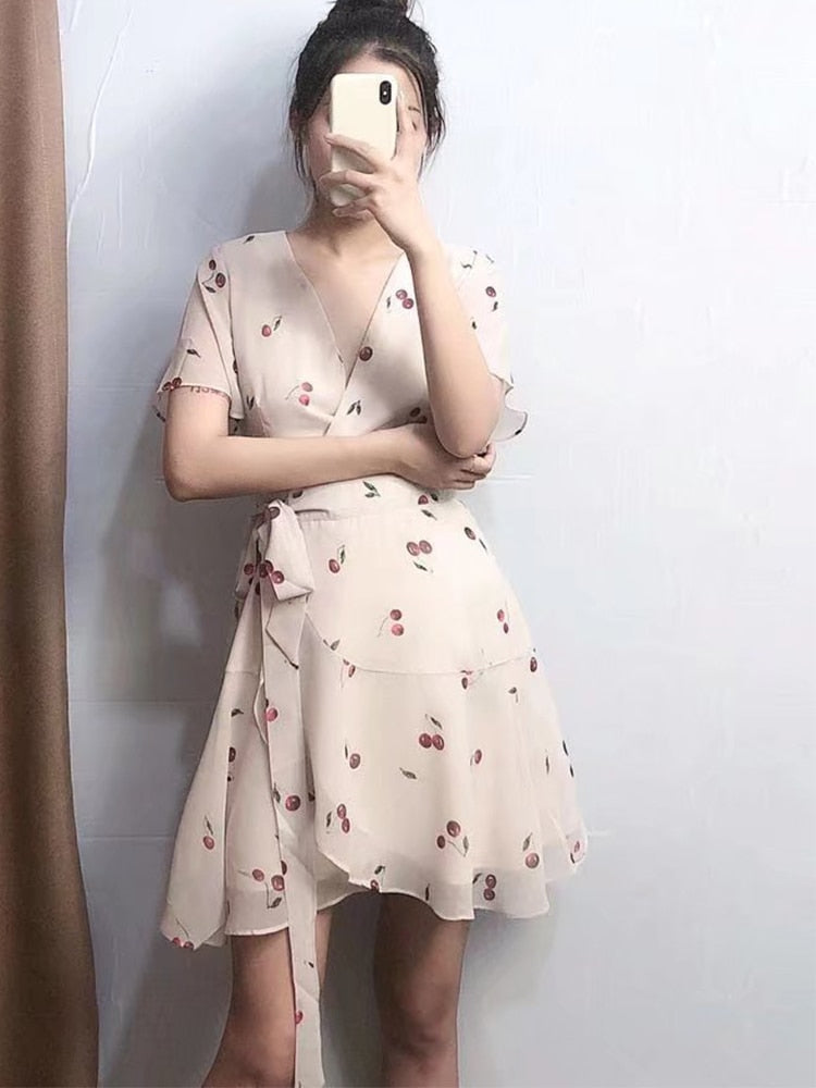 French Cherry and Frills Mini Dress