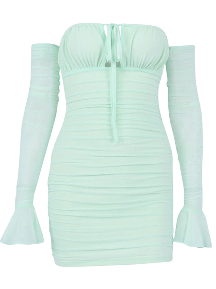 Fashionably Late Ruched Bodycon Dress