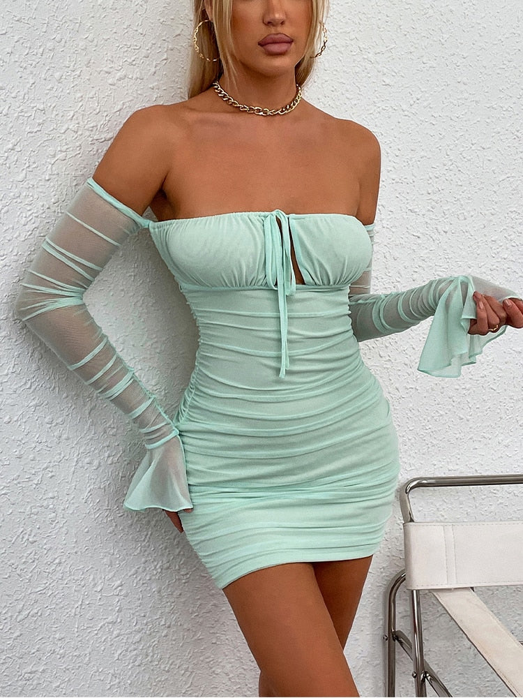 Fashionably Late Ruched Bodycon Dress