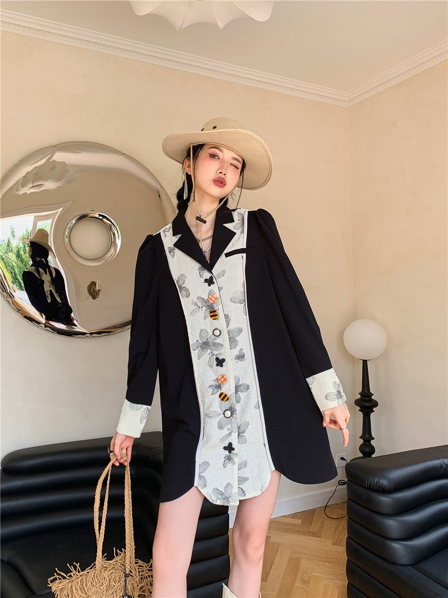 Buzzing Button Up Shirt Dress