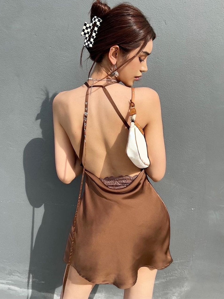 Brandy Backless Buckled Slip Dress