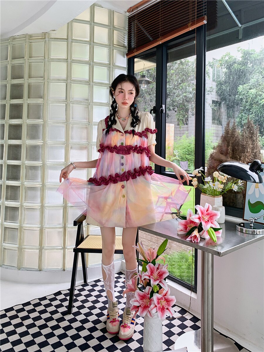 Ruffles and Rainbows Tie Dye Dolly Dress