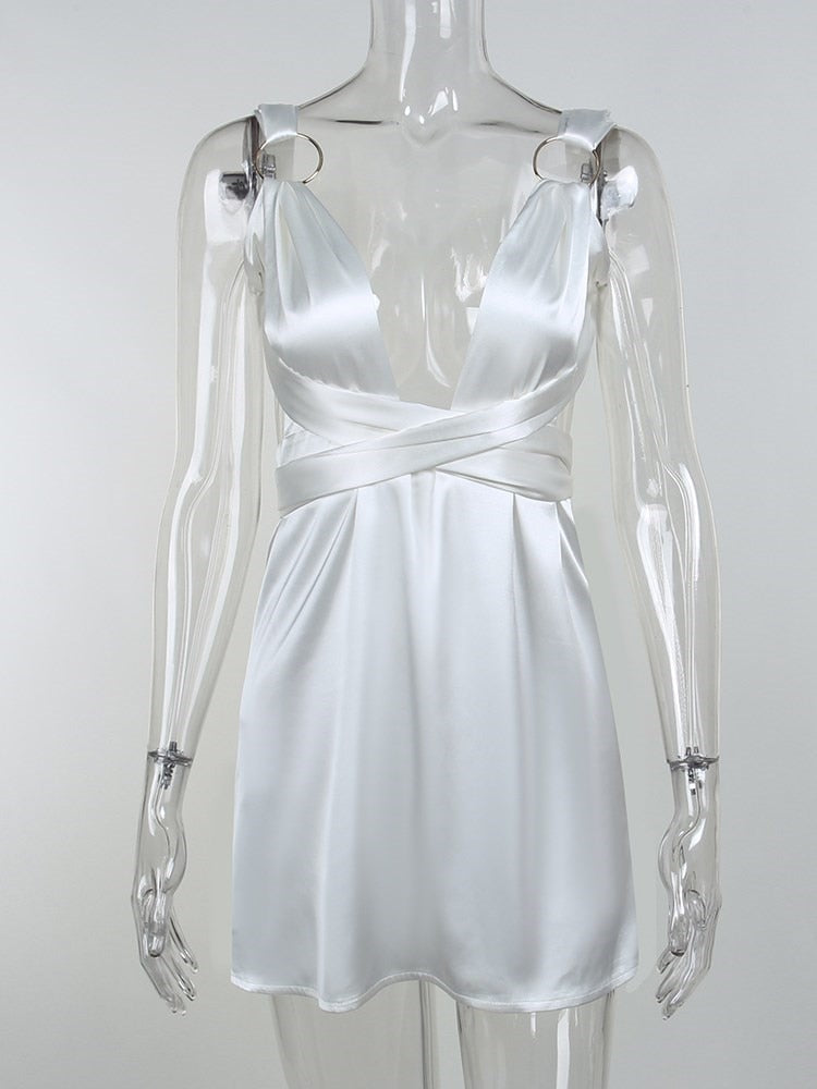 Adrian Adjustable Satin Mini Dress